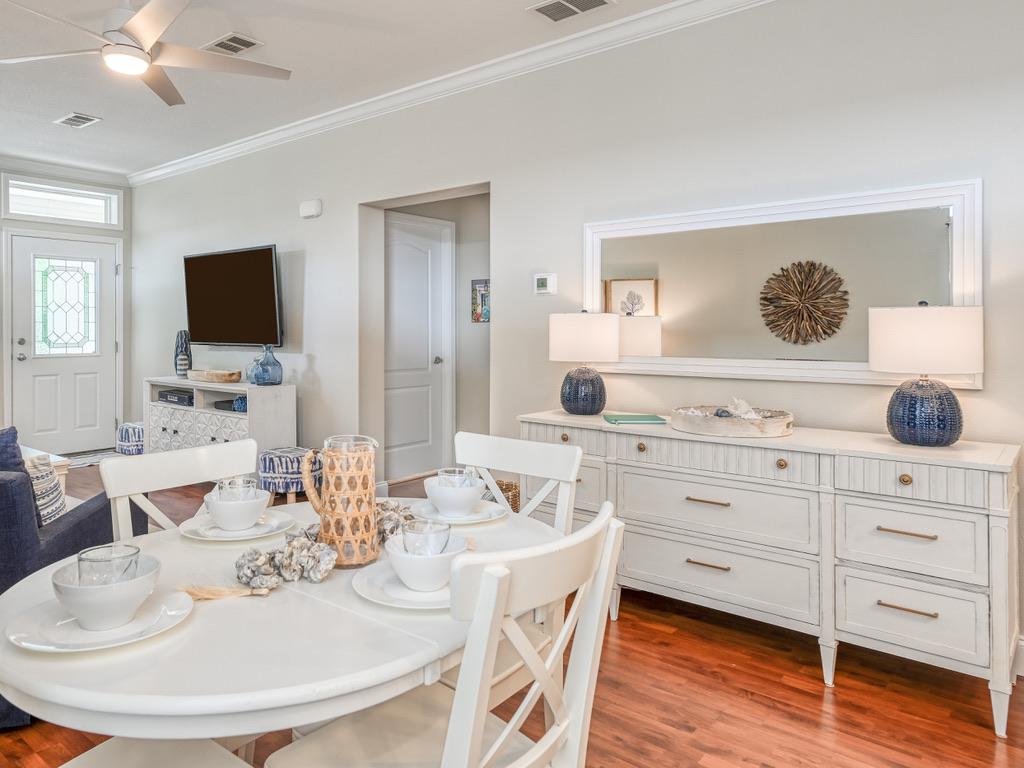 Round dining table set for four